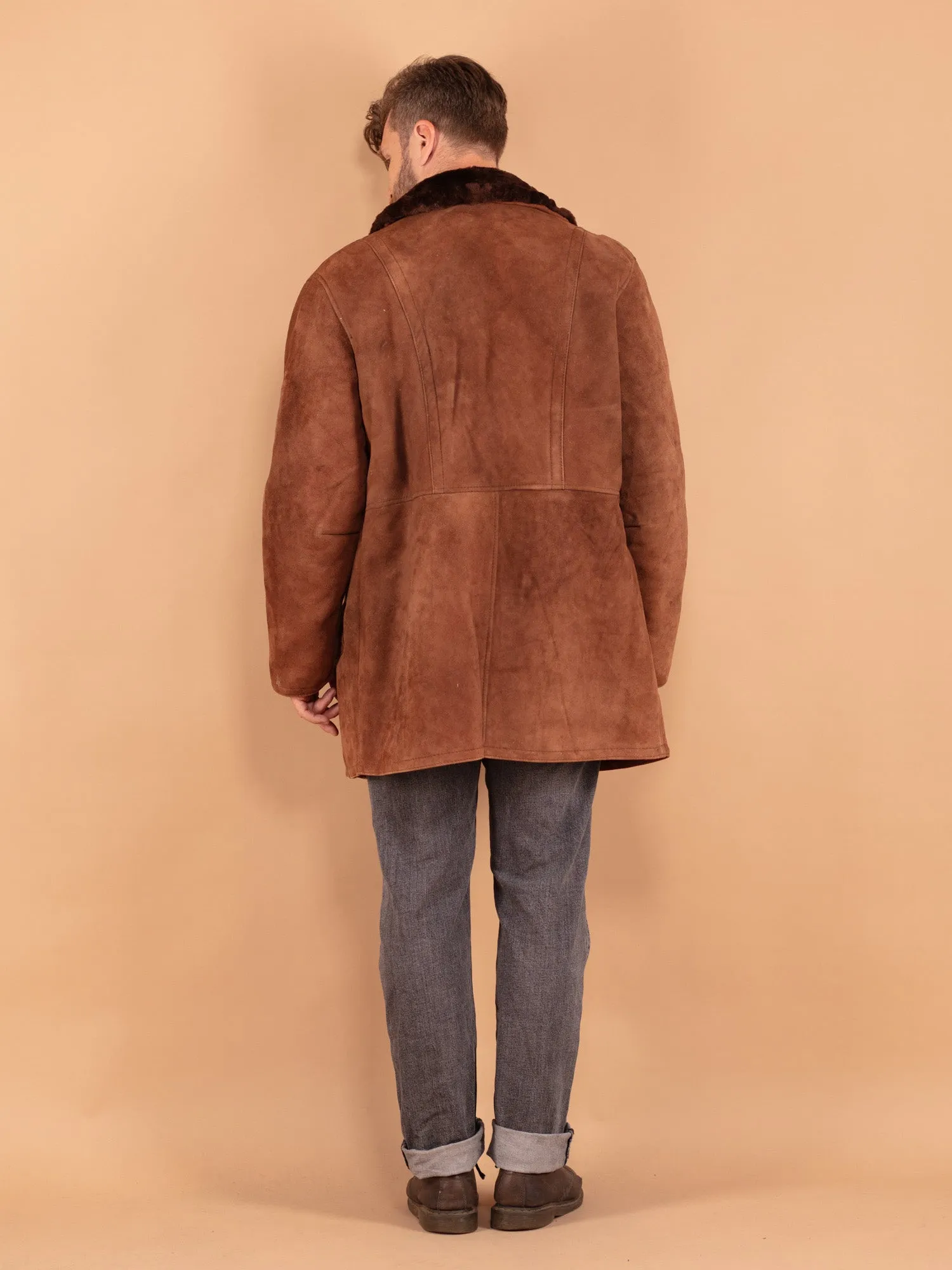 Vintage 70's Men Sheepskin Coat in Brown