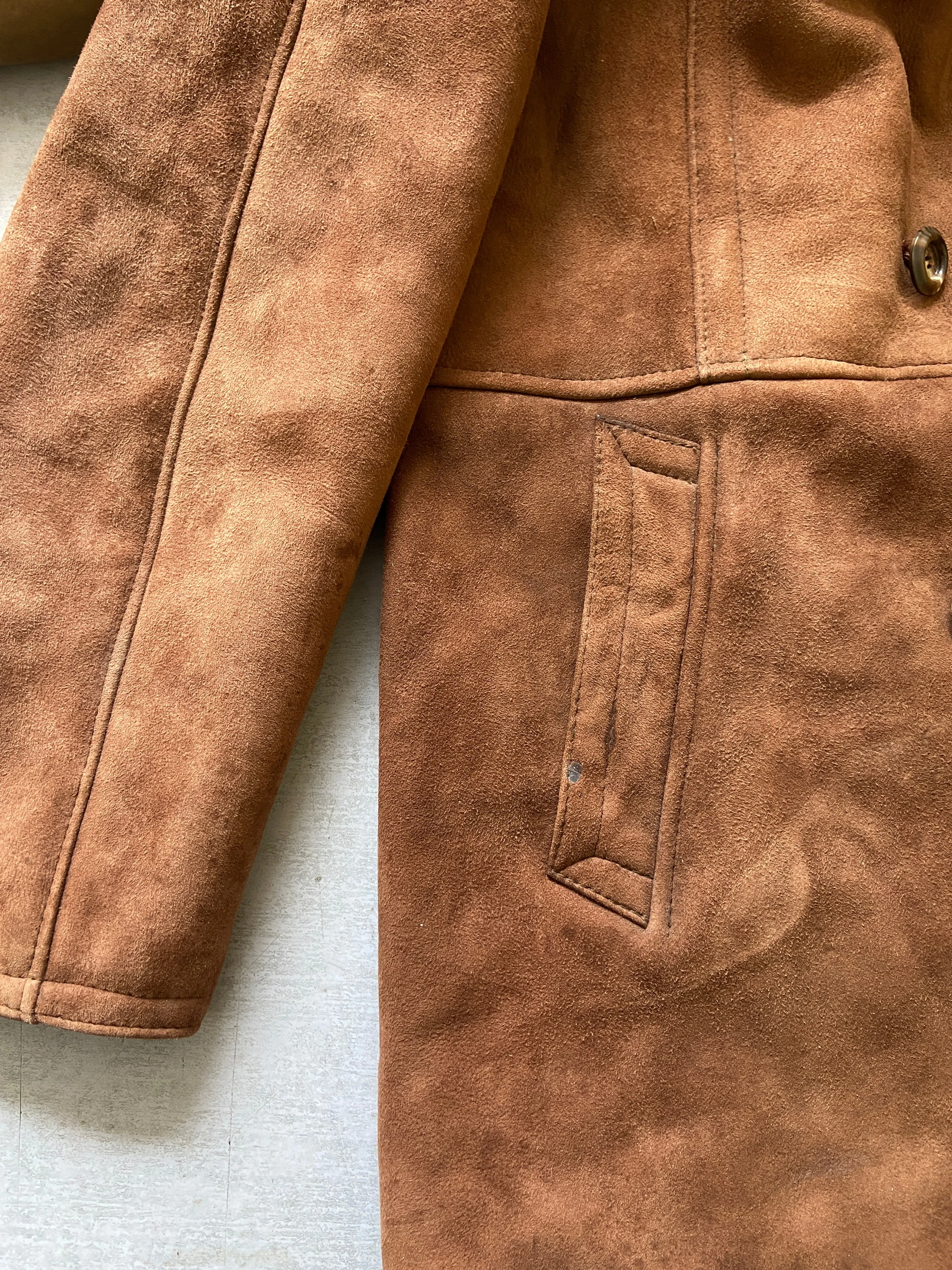 Vintage 70's Men Sheepskin Coat in Brown