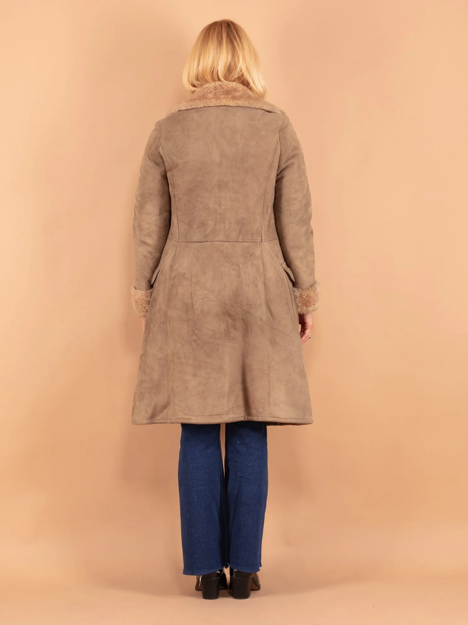 Vintage 70's Women Sheepskin Coat in Beige