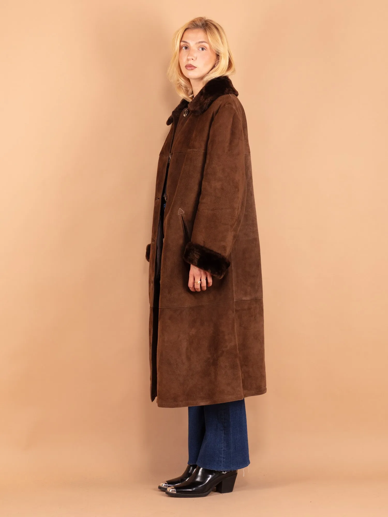 Vintage 70's Women Sheepskin Coat in Brown