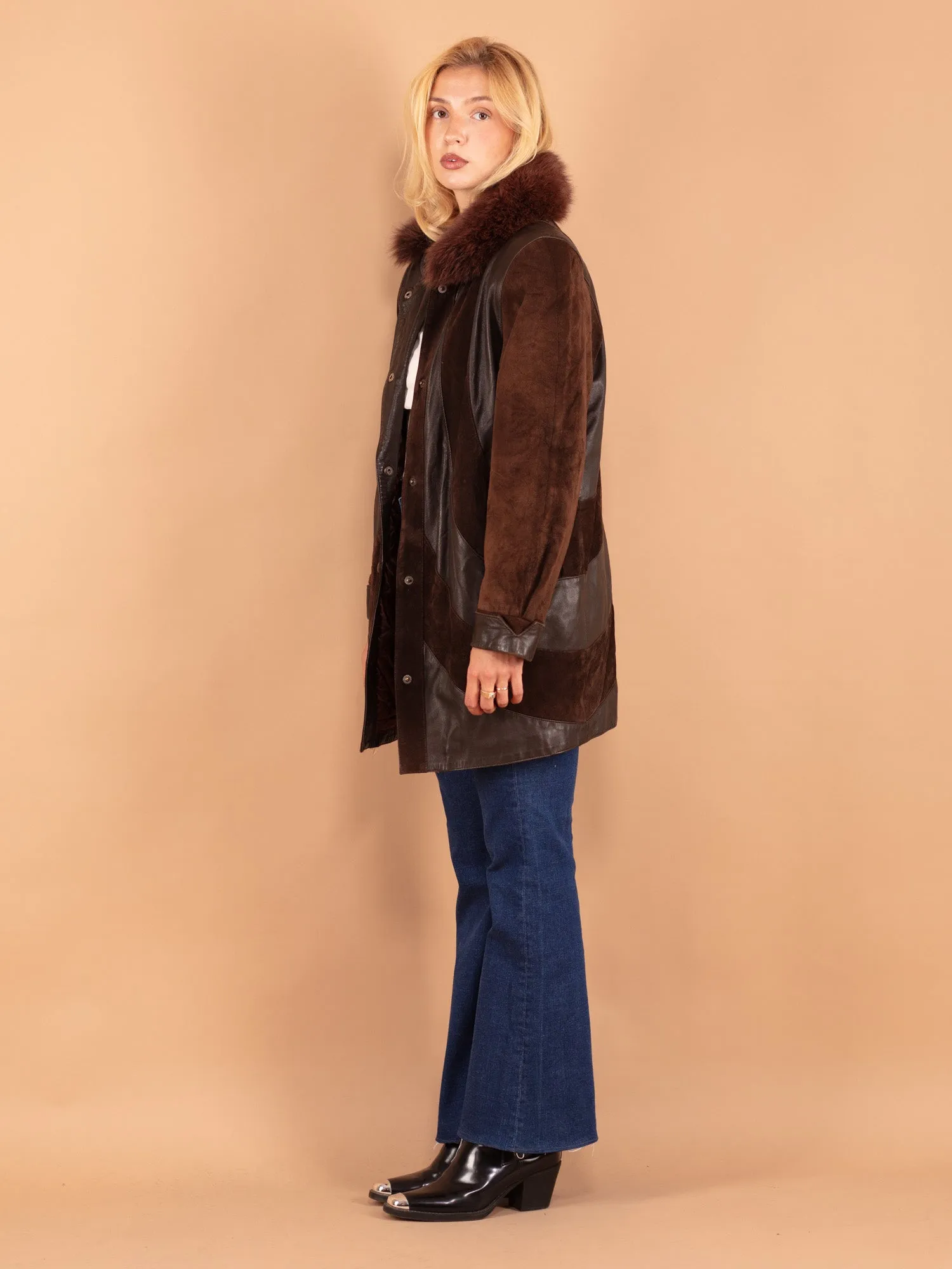 Vintage 70's Women Suede Coat in Brown