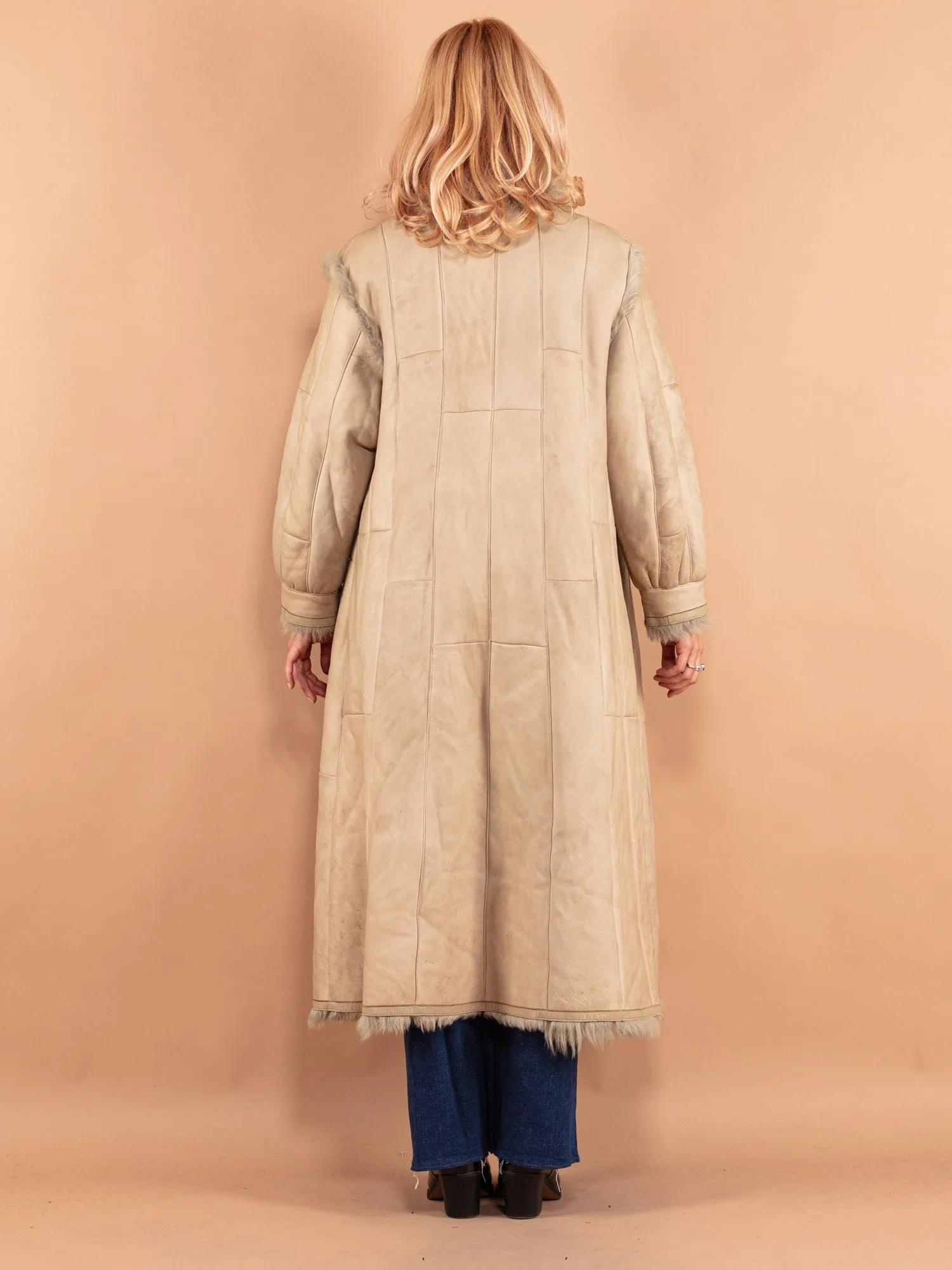 Vintage 80's Women Sheepskin Coat in Beige