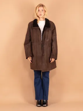 Vintage 90's Women Sheepskin Coat in Brown