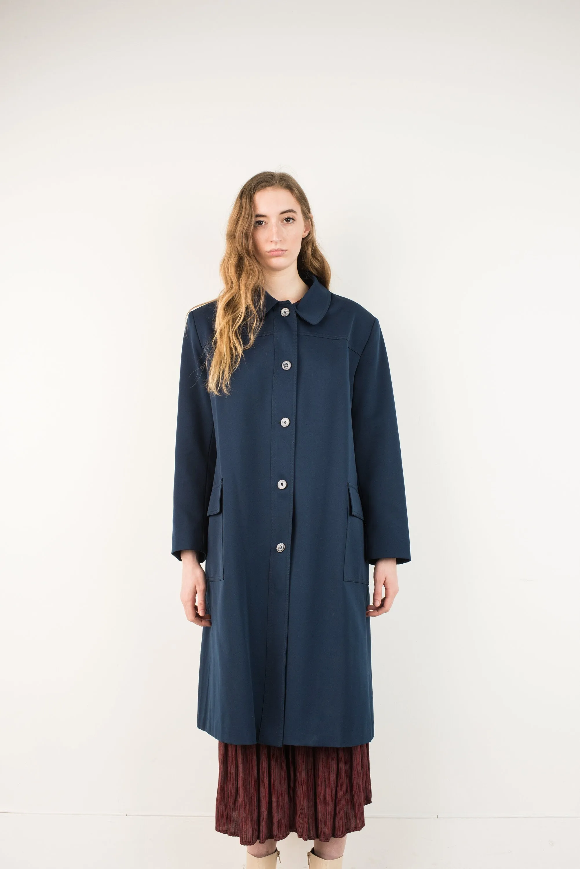 Vintage Navy Trench Coat (S/M)