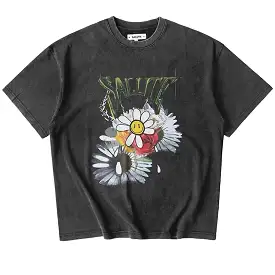 WASHED FLOWER VINTAGE T-SHIRT BLACK