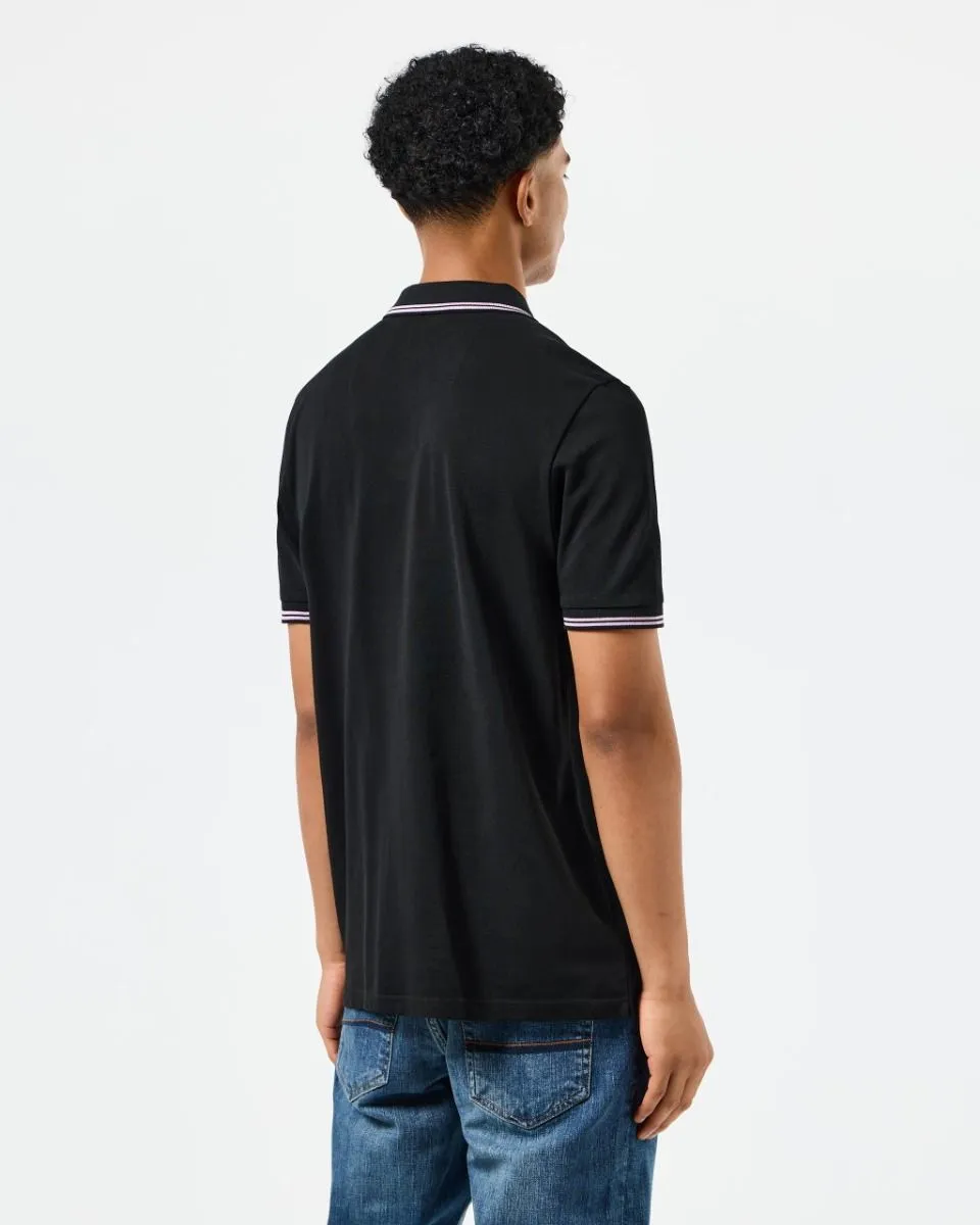 Weekend Offender Farina Double Tipped Polo Shirt Black Snap Dragon