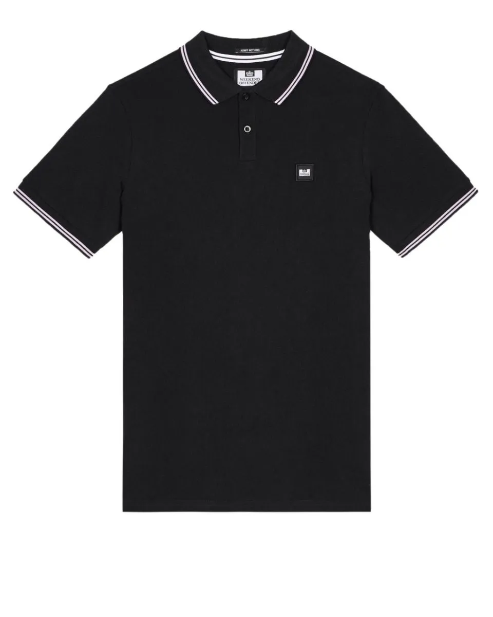 Weekend Offender Farina Double Tipped Polo Shirt Black Snap Dragon