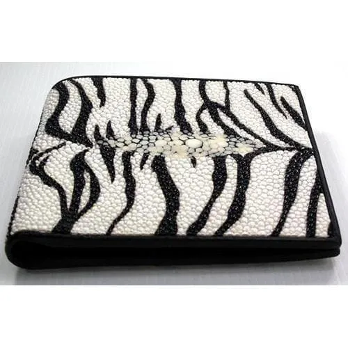 White Tiger Stingray Skin Leather Wallet