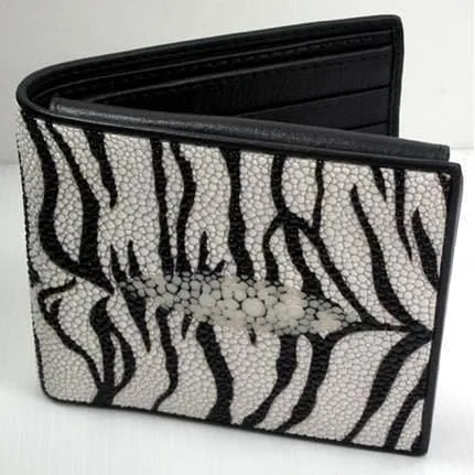 White Tiger Stingray Skin Leather Wallet