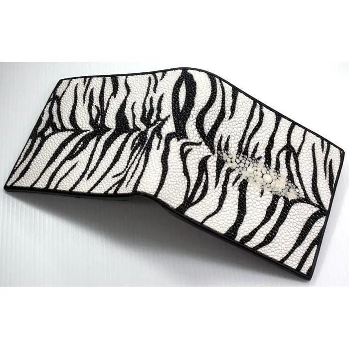 White Tiger Stingray Skin Leather Wallet